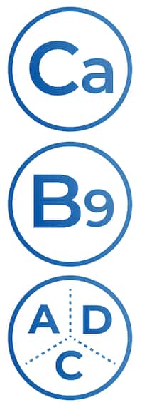 Ícones de Cálcio, B9, Vitamina A, D, C