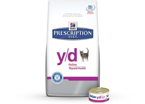 Hill's prescription diet y/d embalagem de ração seca e úmida para gatos