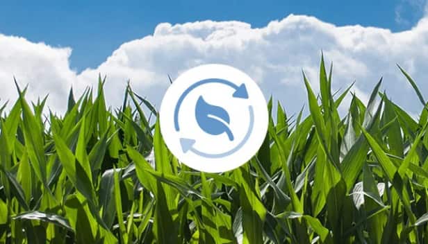 Um campo com um ícone de fornecimento sustentável sobre ele